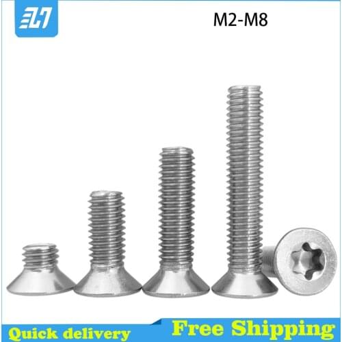 Flat Head Torx Screws Countersunk Head Six-Lobe Bolt 304 Stainless Steel M2 M2.5 M3 M4 M5 M6 M8