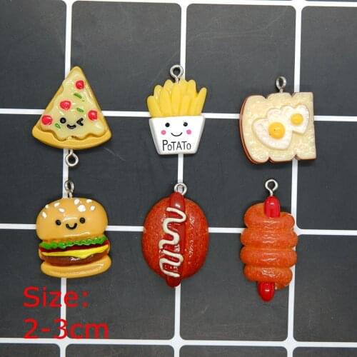 Burger French fries Pizza Charms Pendants for Jewelry Making acessories decoration necklace earring key chain Jewelry Making