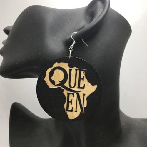African Queen Wooden Earrings
