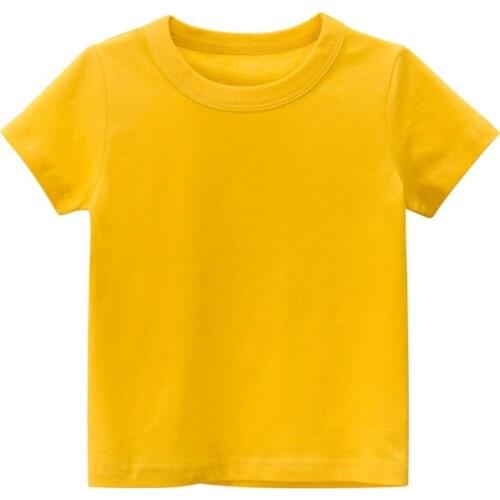 Childrens Clothing Cotton T-shirt for Girls Clothing for Boys Solid Color Childrens Fashion Clothes 2 to 8 Years Summer A005