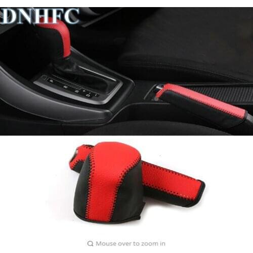 DNHFC Car Decoration leather hand brake Cover and Gear Cover For Hyundai Elantra 2011-2013 Car accessories