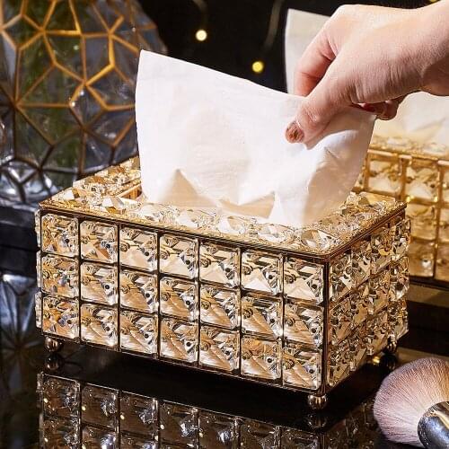 Europese Stijl Luxe Transparante Tissue Doos Woondecoratie Draagbare Toilet Tissue Wet Wipes Box Slaapkamer Desktop Decor
