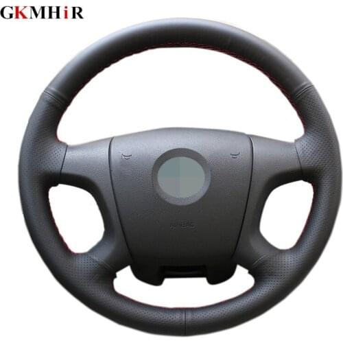 GKMHiR DIY Hand-stitched Black Artificial Leather Car Steering Wheel Cover for Skoda Octavia 2005-2009 Fabia 2005-2010