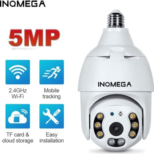 INQMEGA Tuya IP Wifi Camera 5MP HD PTZ Cam with Full Light Night Vision Two Way Talk Auto Tracking for Indoor E27 Bulb