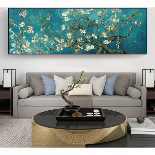 Van Gogh Famous Almond Blossom Oil Painting Reproduction Poster And Prints Canvas Wall Art Flower Picture Decor For Living Room