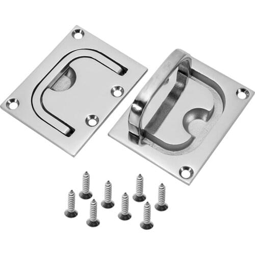 Boat Pull Flush Lift Ring Stainless Steel Square Flush Pull Ring Handles for Boat Deck Hatches Handle Trap Door Latch