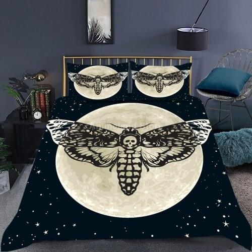 Death Moth Bedding Set Black Fashion 3D Print Comforter Luxury Queen King Single Size Duvet Cover Set Home Textile Decor Animal