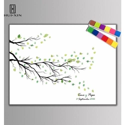 Creative Beautiful Wedding Tree Painitngs Free Name Date Personalized Customize Fingerprint DIY For Birthday Party Decoraton