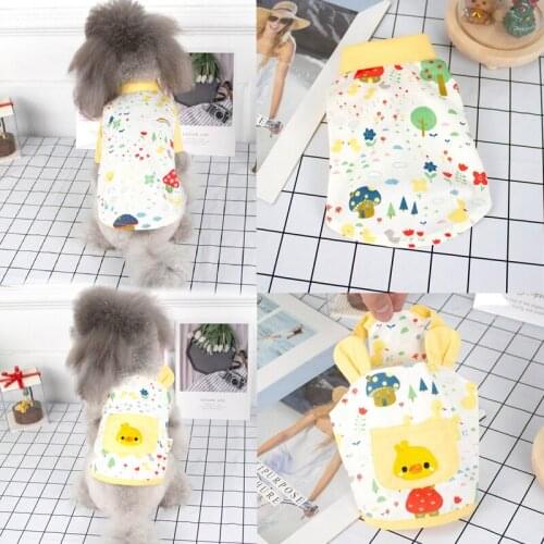 Cute Cartoon Dog Shirt Cat Puppy Skirt Vest Chihuahua Yorkshire Pomeranian Bichon Poodle Shih Tzu Maltese Schnauzer Clothing New