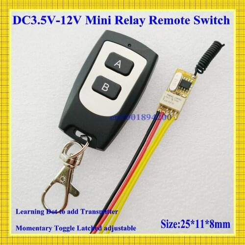 Mini Remote Control Switch 3.7V Micro Relay Receiver 4.5V 5V 6V 7.4V 9V 12V Small Wireless Switch Normally Open Closed NO NC COM