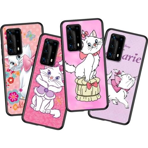 Disney cute Marie Cat Soft TPU Silicone For Huawei P40 P30 P20 Pro P10 P9 P8 Lite RU E Mini Plus 2019 2017 Black Phone Case