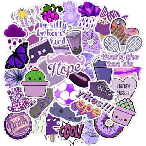 50PCS Purple pink VSCO Stickers Pack Waterproof Cool Girl Stickers For Skateboard Laptop Suitcase Motorcycle Car Decal Toys