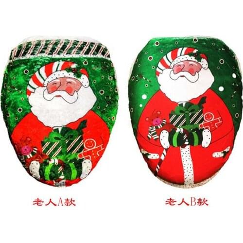Wholesale 43*48cm Santa Claus Overcoat Toilet Case Toilet Cover Bathroom Toilet Seat Pad