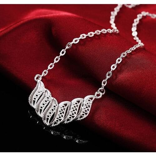 925 Sterling Silver Necklace Pendant Hollow Fashion Charm Elegant Link Chain Fine High Quality Choker Vintage Girl Jewelry Gift