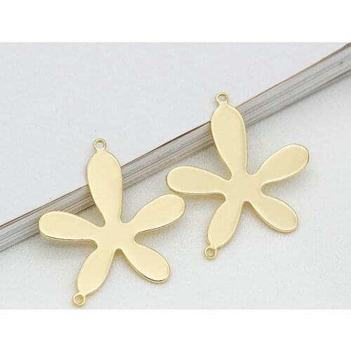 6PCS 23*26MM 14K Gold Color Brass 2 Holes Flower Connect Charms Pendants High Quality Jewelry Making Supplies