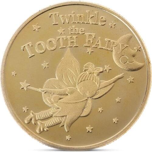 Tooth Fairy Gold Plated Commemorative Coin Creative Kids Tooth Change Gifts Physical Metal Coin Crypto Commemorative Coin
