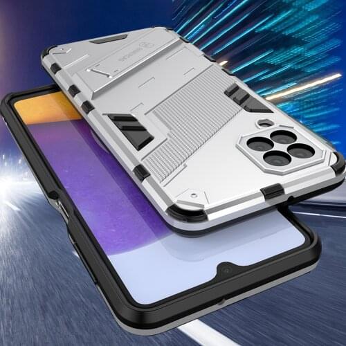 Bibercas Armor Shockproof Case for Samsung Galaxy A22 4G 5G Camera Lens Protection Back PC & Rubber Phone Cover Stand Capas