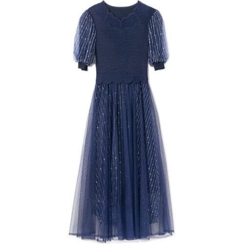 Transparent Net Yarn Elegant Vestidos Pastel Vacation Lining Robe Summer Luxurious Party Plus Size Dress Office Dress Women