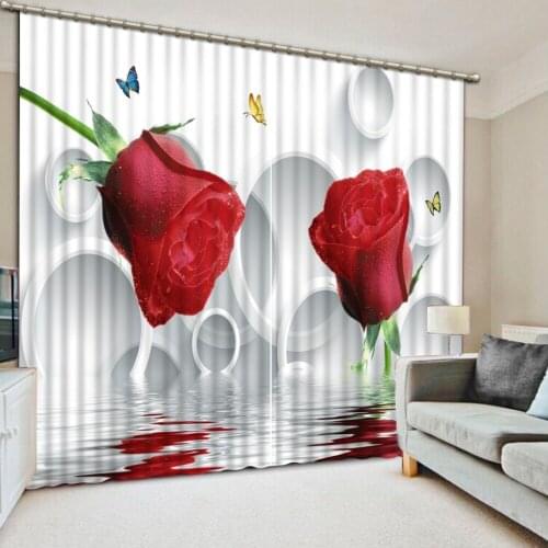 Rose curtains 3D Window Curtain Foggy forest Luxury Blackout Living Room office Bedroom wedding curtains