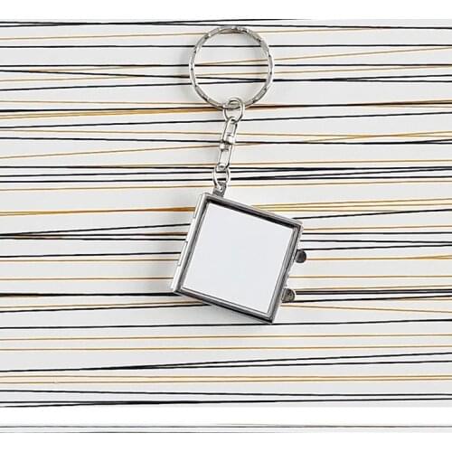 Heat Transfer Key Chain Double Sided Sublimation Blanks Love Heart Circular Square Metal Ring Mirrors Buckle Printing Photo SN