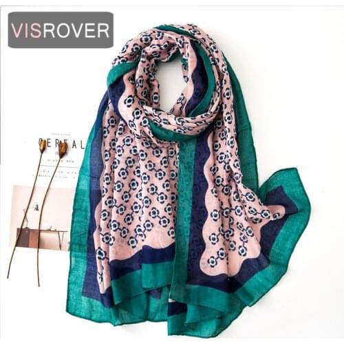 VISROVER 2020 fashion spring summer geometry printing viscose scarf fringer Fashion Wraps Shawls Summer Beach Hijab wholesales