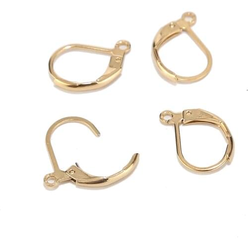 Top Quality Hypoallergenic Earring Hooks Leverback Ear Wires Earwire 13mm Long stainless steel plated gold