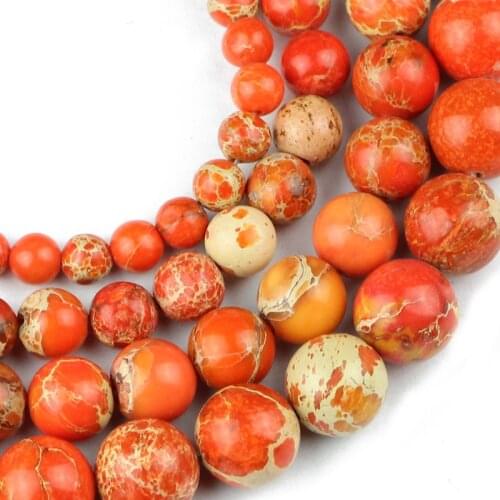 YHBZRET Orange Emperor pine Natural Stone spacer 6/8/10/12MM Round Loose Beads For Jewelry making charm bracelet accessories DIY