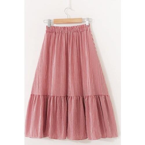 Women Plaid High Waist A-line Skirt 2019 New Summer Vintage Patchwork Petticoat Underskirt Ladies Wild Joker Casual Long Skirts