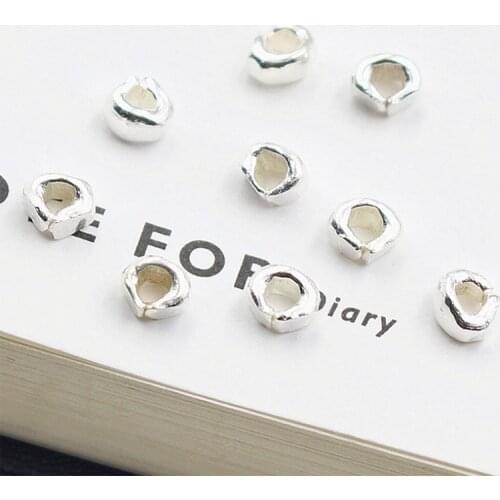 925 sterling ssilver Irregular circle spacer beads donut spacer beads for making jewelry accessories 3.8*4.8mm 10pcs