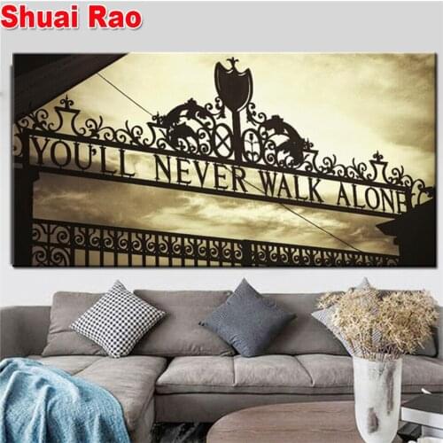 5d Diamond Painting Sports Liverpool Iron Gate You'll Never Walk Alone Cross Stitch Diamond Embroidery Sale landscape Handmade