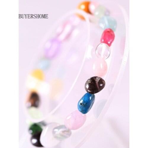 Free Shipping For Women Jewelry Stretch Irregular Shape Natural Beads Multi Color Stones Bracelet 7.5" 1Pcs H1312