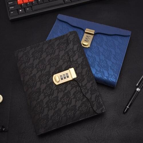 Password Lock Binder Notebook With Lock 160Pages Writing Pads Lockable Notepad Diary School Supplies Student