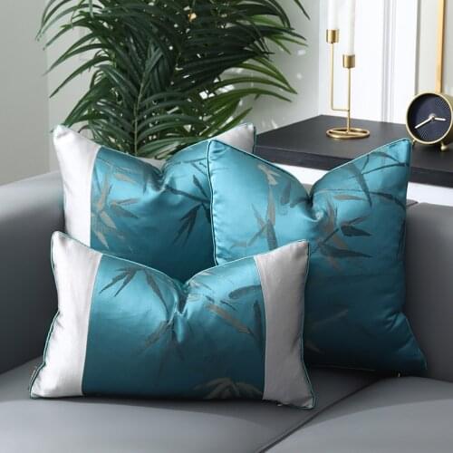 DUNXDECO Chinese Art Cushion Cover Couch Pillow Case Modern Luxury Bamboo Leaf Jacquard Sofa Chair Bedding Coussin