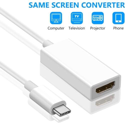 USB 3.1 Type C to HDMI-compatible Cable Adapter 4K 30Hz HD Conversion Cable for MacBook Samsung Huawei Cellphones Tablet Laptop
