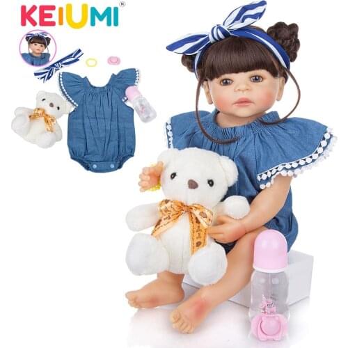 KEIUMI 22 Inch Lovely Reborn Baby Girl Full Silicone Body Reborn Dolls Realistic like Kid Playmate Baby Toys Girl Birthday Gifts