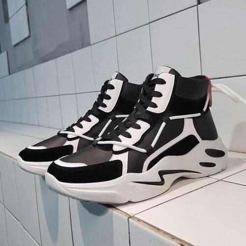 Leather Mens espadrilles trainers hightop Men sport man sports gym Casual sneaker casual vintage Sneakers korean 2020 high High