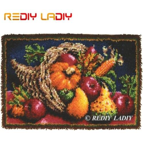 Latch Hook Kit Make Your Own Rug Still Life Fruits Tapestry Crochet Cushion Mat DIY Carpet Rug Pre-Printed Canvas Hobby & Crafts