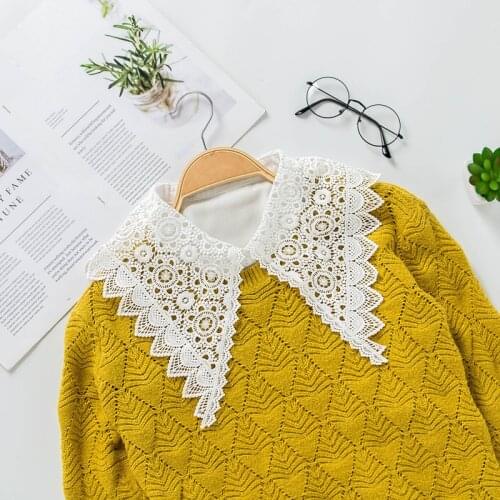 Linbaiway Women Lace White Fake Collar Detachable Doll Collar Women Lace Shirt Collar Blouse Top False Blouse Collar Half Shirt