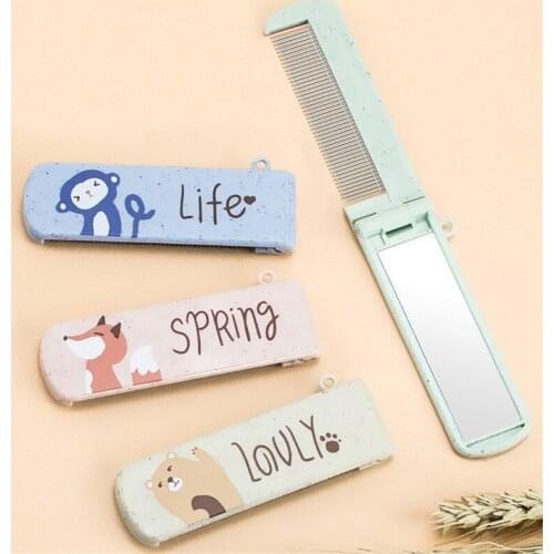 1PCS Fashion Professional Hair Comb with Mirror Travel Portable Folding Hair Brush Compact Pocket Size Purse Travel Hair Combs