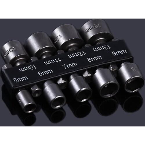 9 PCS/Set 5-13mm Magnetic Nut Driver Set Hex Socket Sleeve Nozzles Wrench Set Powerful High Quality Sleeve Drill Power Tools