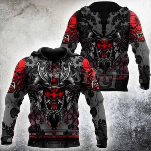 Tessffel Japan Samurai Tattoo 3D Printed New Mens Sweatshirt Harajuku Zipper Hoodie Casual Unisex Jacket Pullover Style-32