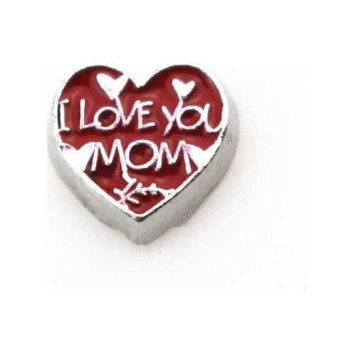 New arrive 20pcs/lot I love you mom heart floating charms living glass floating memory lockets wholesale