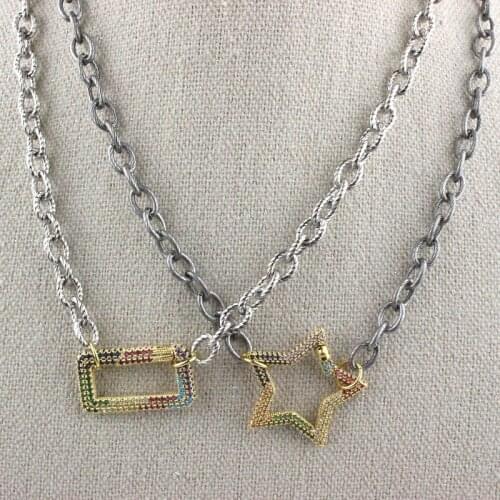 16inch 5pcs/lot Fshion colorful cz necklace,muiltcolor cubic zircon clasp component,rosary chain neckalce wholesale