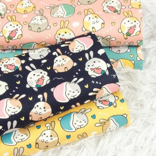 Little Rabbit Print, Handmade DIY Bag Garment Materia Fabric with Cute Half Yard Import 100% Cotton Oxford Brocade Fabric Plain