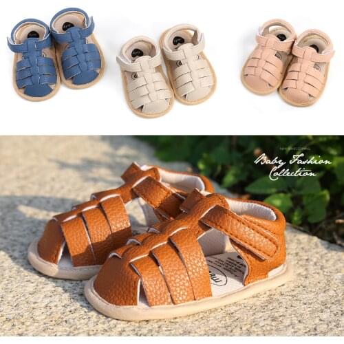 Rome Style Soft Leather Breathable Baby Sandals Shoes Toddlers Non-slip Summer First Walkers Girl Boys 0-18M Newborns Prewalkers