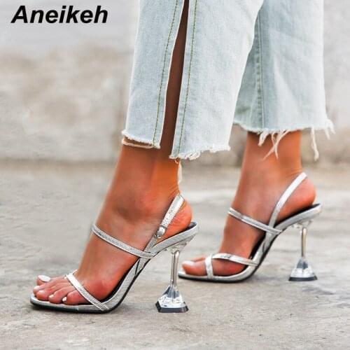 Aneikeh Gladiator Buckle High Heels Sandals Women Summer Sandalia Feminina Sexy Leather 2020 Party Ladies Shoes Zapatos De Mujer