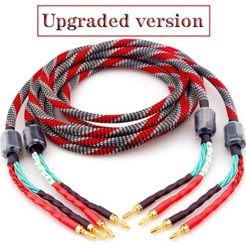 High Quality One Pair oxygen-free copper (OFC) audio speaker cable HI-FI high-end amplifier speaker cable Banana plug cable