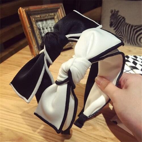 Korean Boutique Hairband Black White Bowknot Headband Women Girls Hair Head Hoop Bands Accessories For Women Scrunchy Hairbands