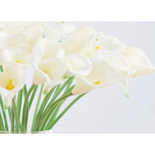 1pcs White Artificial Latex Calla Lily Flowers Garden Wedding Home Bouquet Decor T2R3