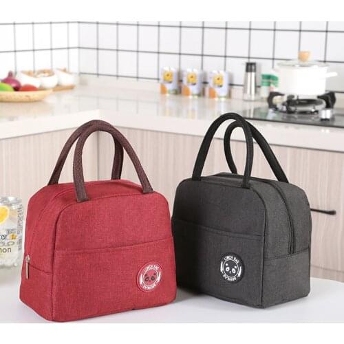 1Pcs Women Convenient Lunch Box Tote Food Bags Fresh Cooler Bags Waterproof Nylon Portable Zipper Thermal Oxford Lunch Bags